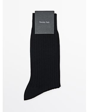 MASSIMO DUTTI Ribbed Smart Socks - Black