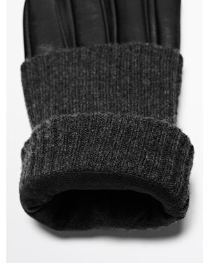 MASSIMO DUTTI Guantes Piel Napa Combinado Punto - Negro