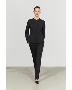 MASSIMO DUTTI Round-Neck Blazer With Dart Details - Black