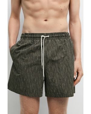 MASSIMO DUTTI Striped Print Swimming Trunks - Green