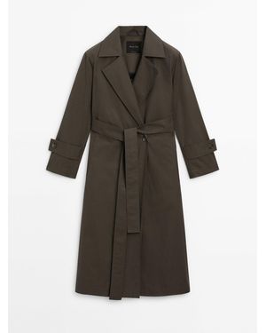 MASSIMO DUTTI Lange Katoenen Gabardine - Grijs