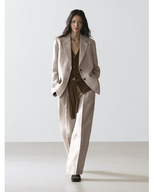 MASSIMO DUTTI 100% Linen Suit Blazer - Natural