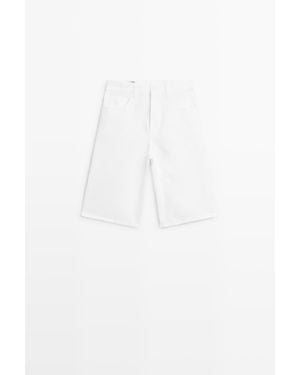 MASSIMO DUTTI Bermuda Van Katoen- En Linnenmix - Wit