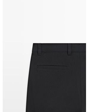MASSIMO DUTTI Cotton Trousers With Darts - White