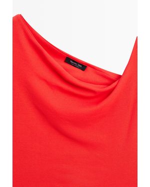 MASSIMO DUTTI Asymmetric Off-The-Shoulder Top - Red