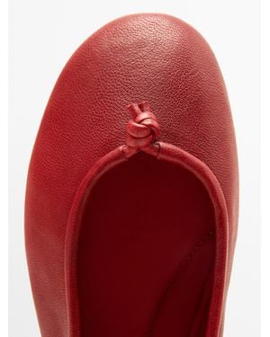 MASSIMO DUTTI Leather Ballet Flats With Knot - Red