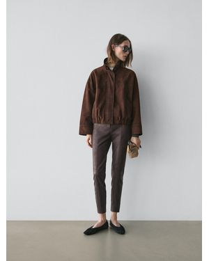 MASSIMO DUTTI Leggins Detalle Goma Piel Napa - Blanco