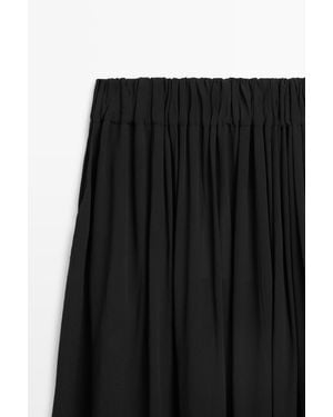 MASSIMO DUTTI Pleated Midi Skirt - Black