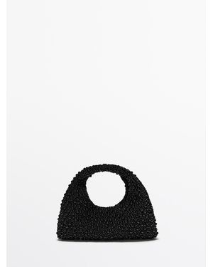MASSIMO DUTTI Mini Tas Met Kralendetail - Zwart
