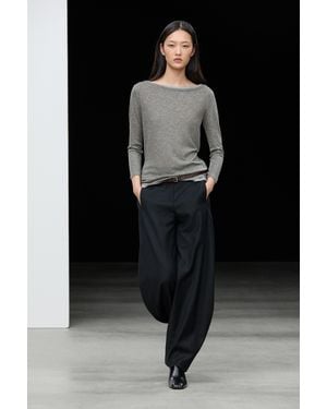 MASSIMO DUTTI T-Shirt À Double Col Bateau - Noir