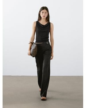 MASSIMO DUTTI Ärmelloses Top Mit Drapiertem Ausschnitt - Schwarz