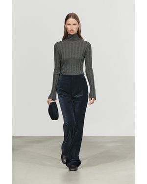 MASSIMO DUTTI Velvet Skinny Flare Fit Trousers - Blue
