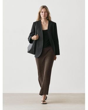 MASSIMO DUTTI Long Cotton Blend Knit Skirt - Multicolour