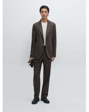 MASSIMO DUTTI Gestreifte Anzugjacke Aus Wollmischgewebe - Mehrfarbig