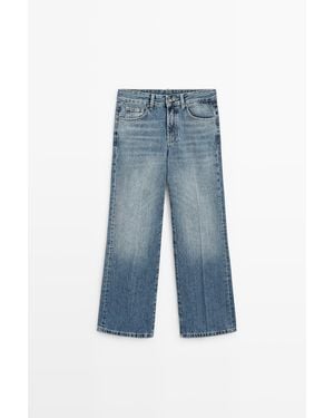 MASSIMO DUTTI Cropped Klokkende Jeans Met Halfhoge Taille - Blauw