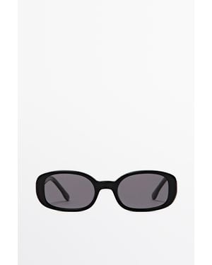 MASSIMO DUTTI 90S-Style Rounded Sunglasses - Black
