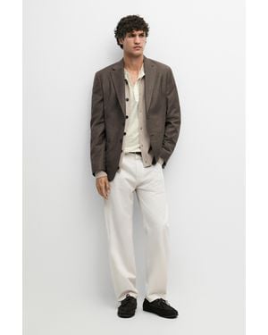 MASSIMO DUTTI Wool-Blend Blazer With Pocket Details - Brown