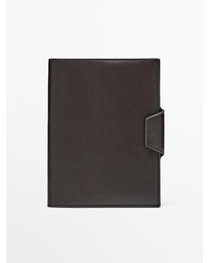 MASSIMO DUTTI Nappa Leather Notebook Cover - Black