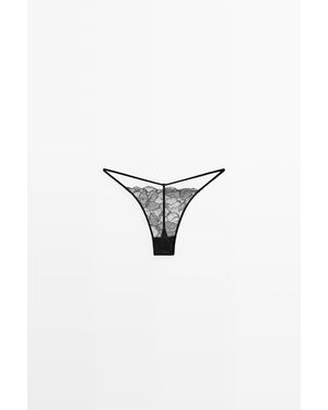 MASSIMO DUTTI Tanga Van Kant Met Geschulpte Rand - Blauw