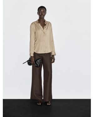 MASSIMO DUTTI Camisa Fluida Satinada - Blanco