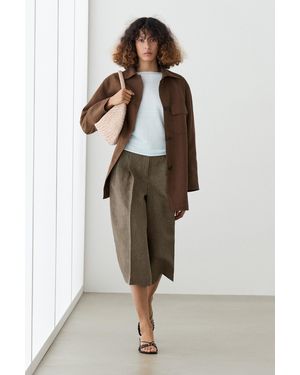 MASSIMO DUTTI Flowing Melange Linen Bermuda Shorts - Multicolour
