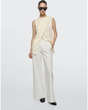 MASSIMO DUTTI Jeans Palazzo Tiro Alto - Blanco