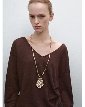 MASSIMO DUTTI Collar Largo Pieza Roca - Marrón