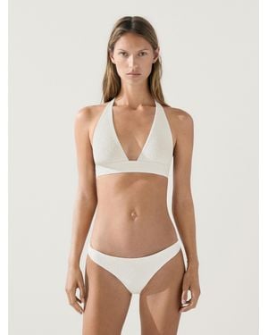 MASSIMO DUTTI Textured Triangle Bikini Top - Natural