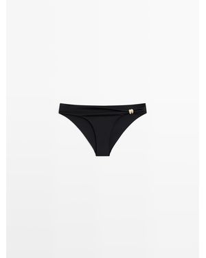 MASSIMO DUTTI Bikinibroekje Met Juweeldetail - Zwart