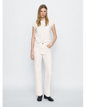MASSIMO DUTTI Straight-Fit-Jeans Mit Hohem Bund Aus Baumwollmischgewebe - Weiß