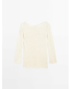 MASSIMO DUTTI Lange Opengewerkte Trui - Wit