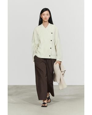 MASSIMO DUTTI Fluid Wrap Shirt With Button Detail - Natural