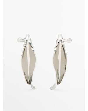 MASSIMO DUTTI Irregular Leaf Earrings - White