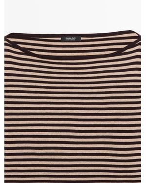 MASSIMO DUTTI Long Sleeve Striped Cotton T-Shirt - White