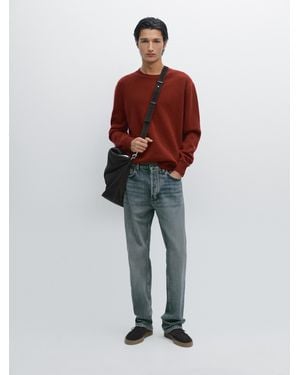 MASSIMO DUTTI Wool Blend Crew Neck Jumper - Red