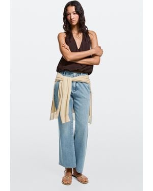 MASSIMO DUTTI High-Waist Cropped Flare Jeans - Blue