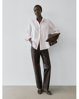 MASSIMO DUTTI Flowing 100% Linen Shirt - Gray