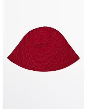 MASSIMO DUTTI Wool Blend Knit Beanie - Red