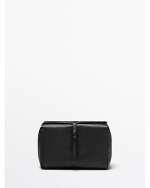 MASSIMO DUTTI Nappaleren Toilettas - Zwart