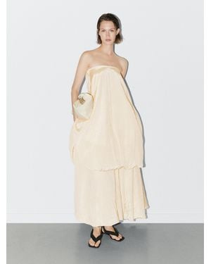 MASSIMO DUTTI Crinkle-Effect Balloon Midi Skirt - White