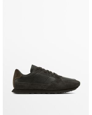 MASSIMO DUTTI Soft Nappa Leather Trainers - Black
