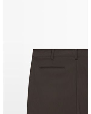 MASSIMO DUTTI Relaxed Fit Wool Blend Trousers - White