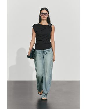 MASSIMO DUTTI Asymmetric Metal Detail Top - Black