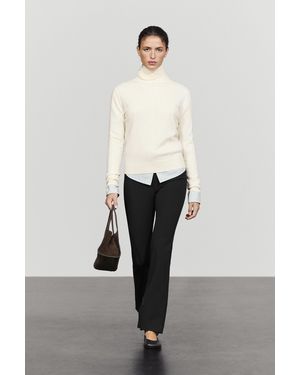 MASSIMO DUTTI Wool Blend Knit Turtleneck Jumper - White