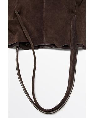 MASSIMO DUTTI Split Leather Tote Bag - Brown