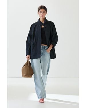 MASSIMO DUTTI Jacket With Buttoned Strap Collar - Blue
