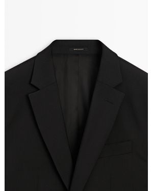 MASSIMO DUTTI 100% Cool Wool Suit Blazer - Black