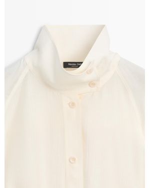 MASSIMO DUTTI Flowy Bomber Jacket With Puff Detail - White