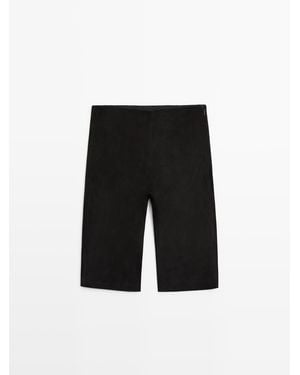 MASSIMO DUTTI Leren Suède Fietsbroek - Zwart