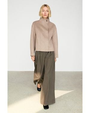 MASSIMO DUTTI Cropped Wool-Blend Jacket - Natural